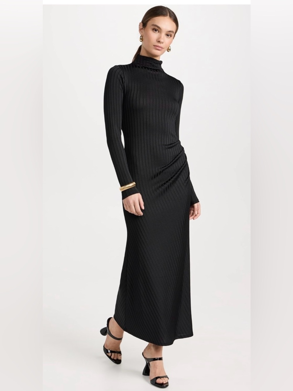 Evereve Good American Shine Funnel Tuck Midi Dress size XS